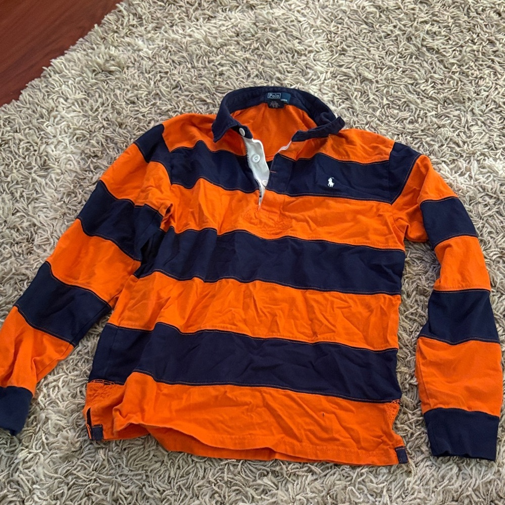 Polo by Ralph Lauren Orange and Navy Rugby Shirt